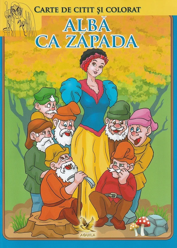 Alba ca zapada si cei sapte pitici. Carte de citit si colorat
