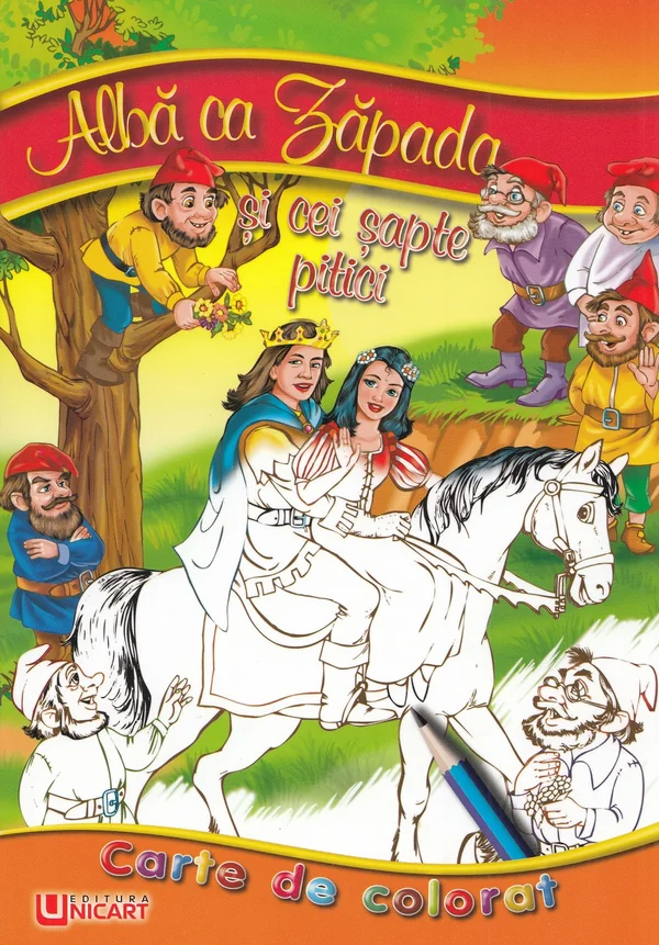 Alba ca Zapada si cei sapte pitici - Carte de colorat