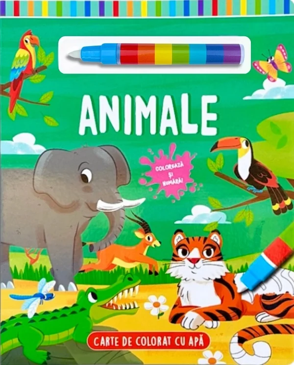 Animale. Carte de colorat cu apa