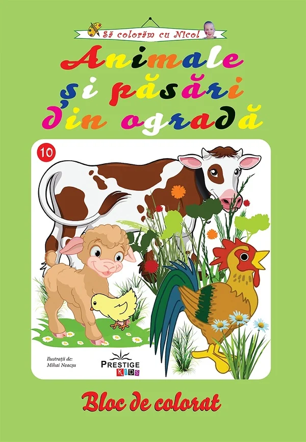 Animale si pasari din ograda. Bloc de colorat