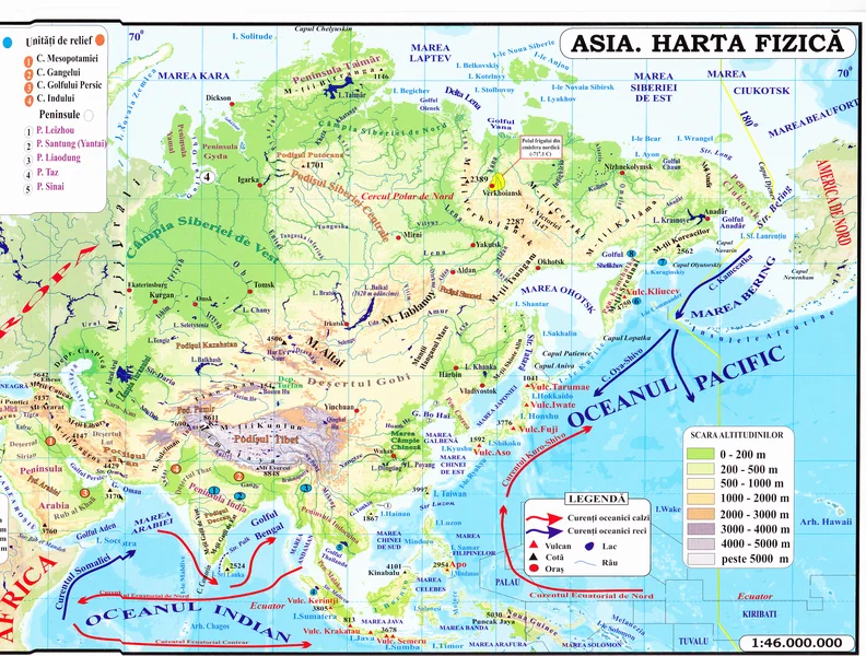 Asia - Harta Fizica + Harta Politica 1:46.000.000 (pliata)
