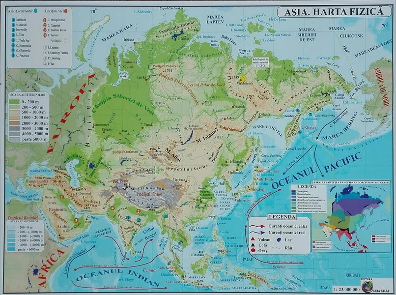 Asia - Harta Fizica + Harta Politica A3