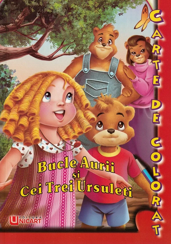 Bucle Aurii si cei trei ursuleti. Carte de colorat