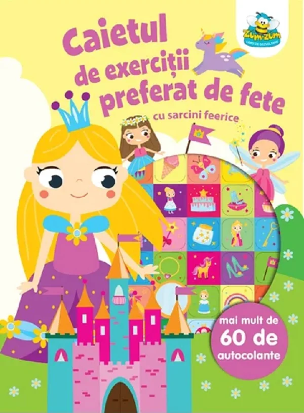 Caietul de exercitii preferat de fete, cu sarcini feerice. Mai mult de 60 de autocolante