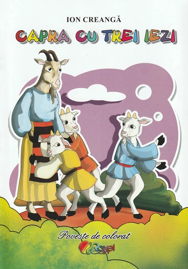 Capra cu trei iezi. Poveste de colorat