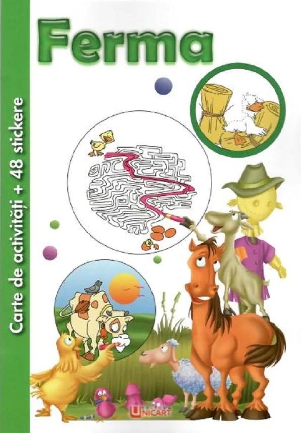 Carte de activitati cu 48 stickere: Ferma