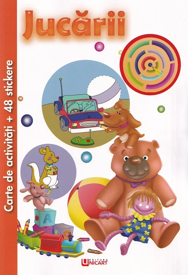 Carte de activitati cu 48 stickere: Jucarii