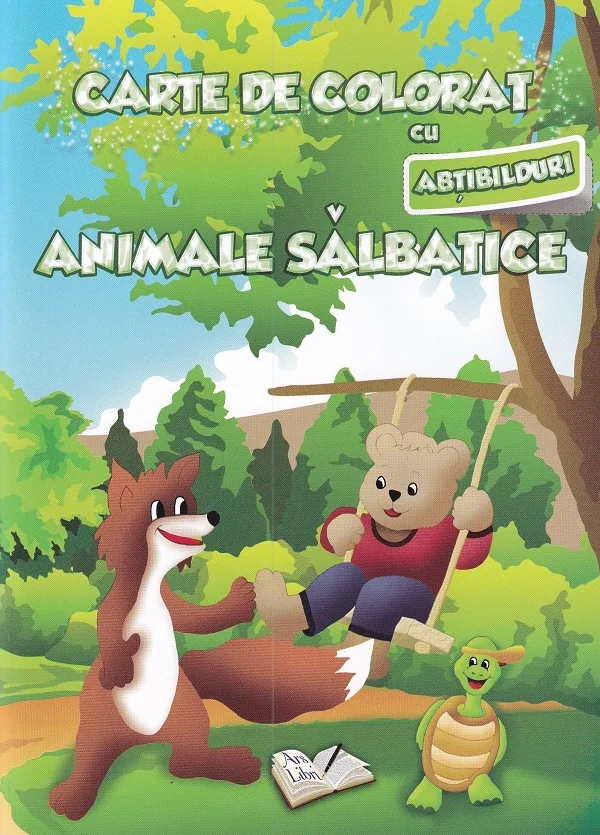 Carte de colorat cu abtibilduri. Animale salbatice