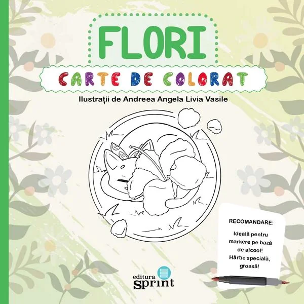 Carte de colorat. Flori