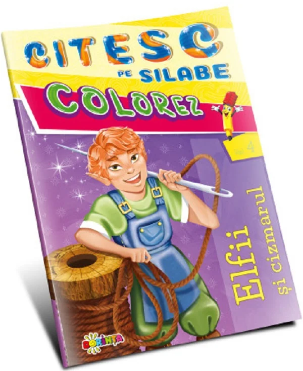 Citesc pe silabe, colorez. Elfii si cizmarul