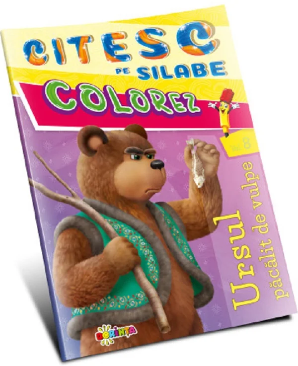 Citesc pe silabe, colorez. Ursul pacalit de vulpe
