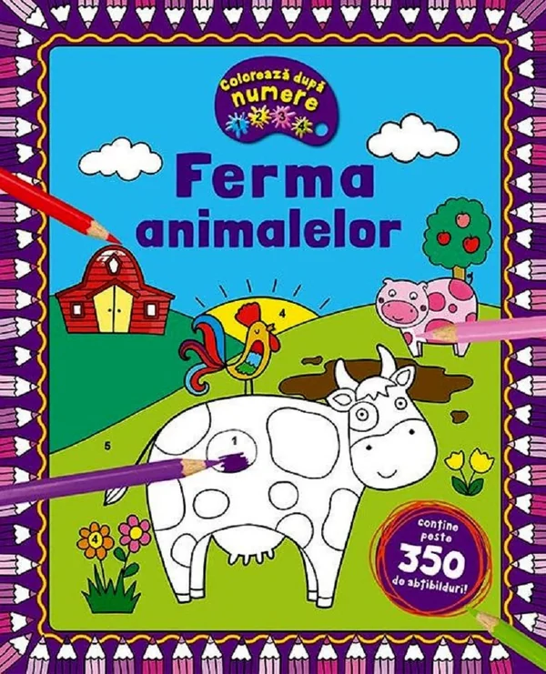 Coloreaza dupa numere. Ferma animalelor