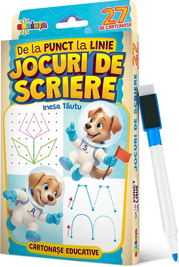 De la punct la linie: Jocuri de scriere. 27 de cartonase educative