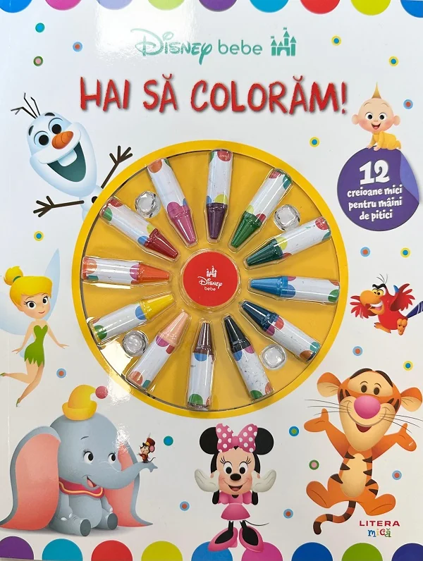 Disney bebe. Hai sa coloram! 12 creioane mici pentru maini de pitici