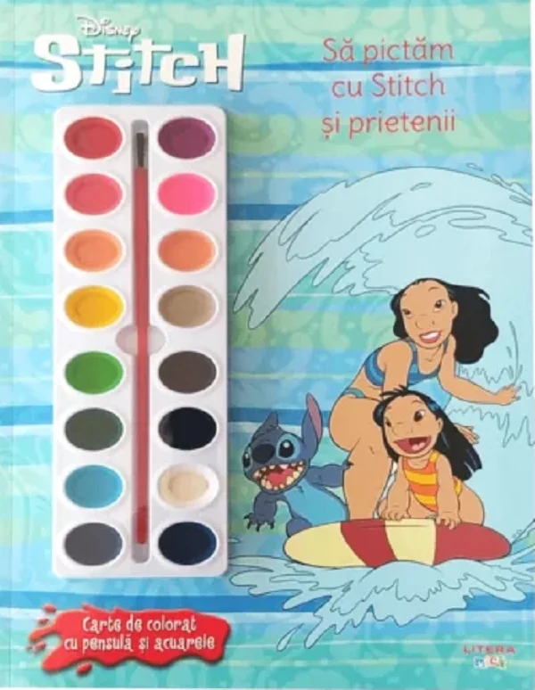 Disney: Stitch. Sa pictam cu Stitch si prietenii. Carte de colorat cu pensula si acuarele