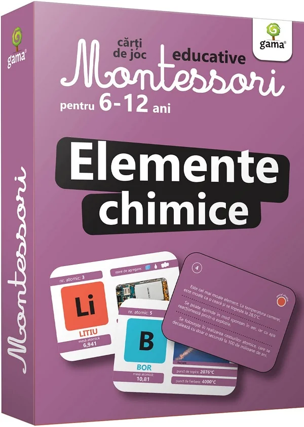 Elemente chimice. Carti de joc Montessori pentru 6-12 ani