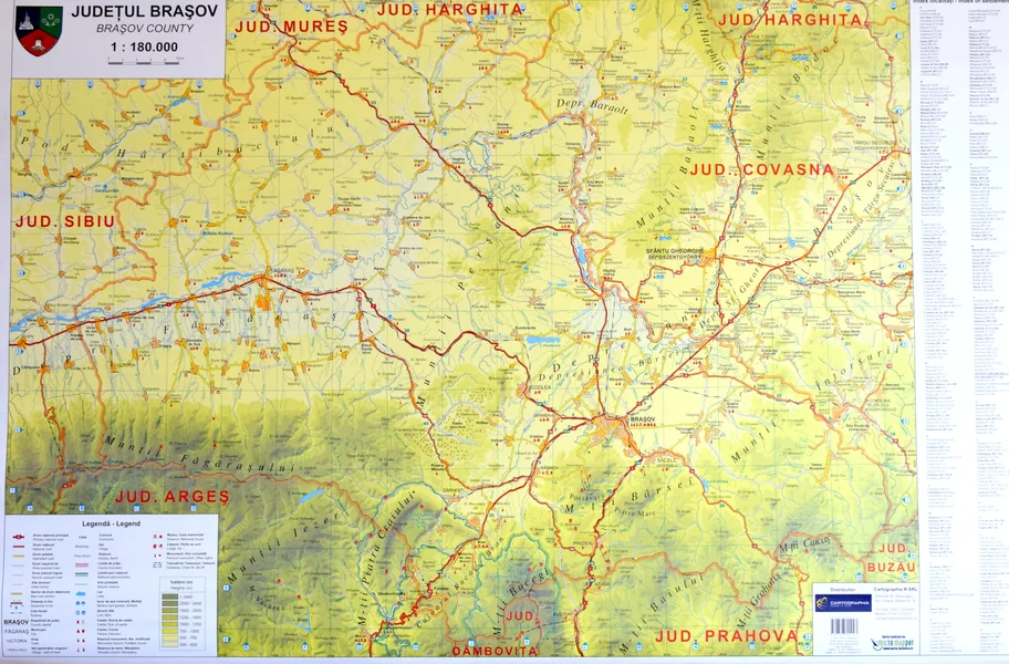 Harta de perete Judetul Brasov