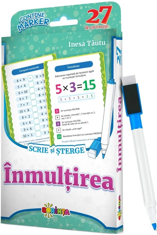 Inmultirea. Scrie si sterge. 27 de cartonase