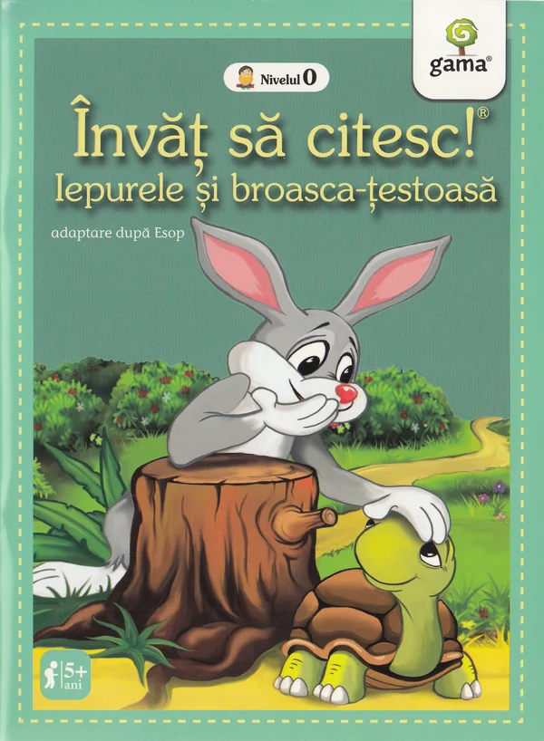 Invat sa citesc! Iepurele si broasca-testoasa. Adaptare dupa Esop. Nivelul 0