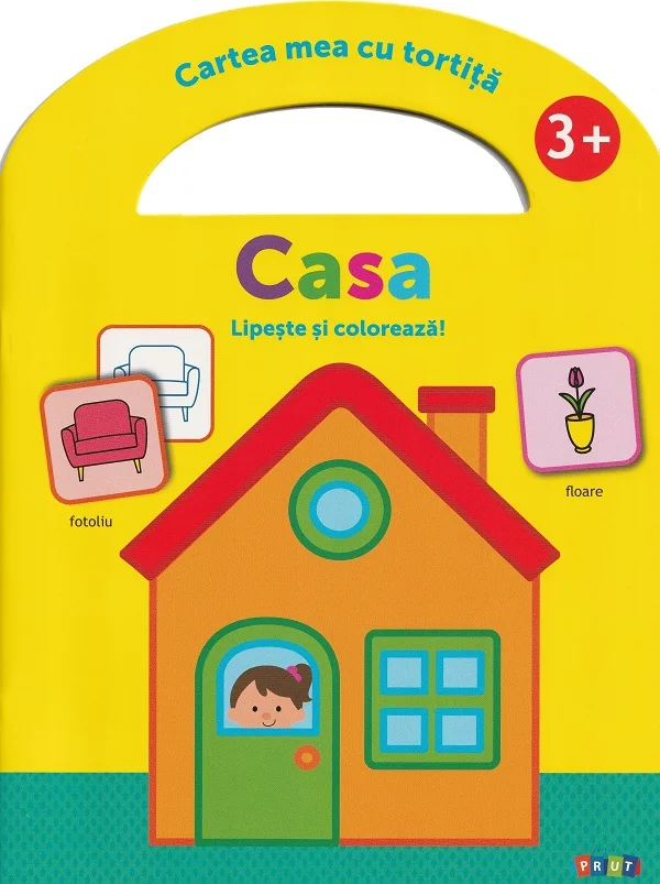 Lipeste si coloreaza. Cartea mea cu tortita: Casa 3 ani+