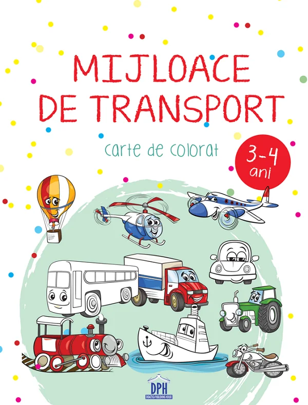 Mijloace de transport. Carte de colorat 3-4 ani