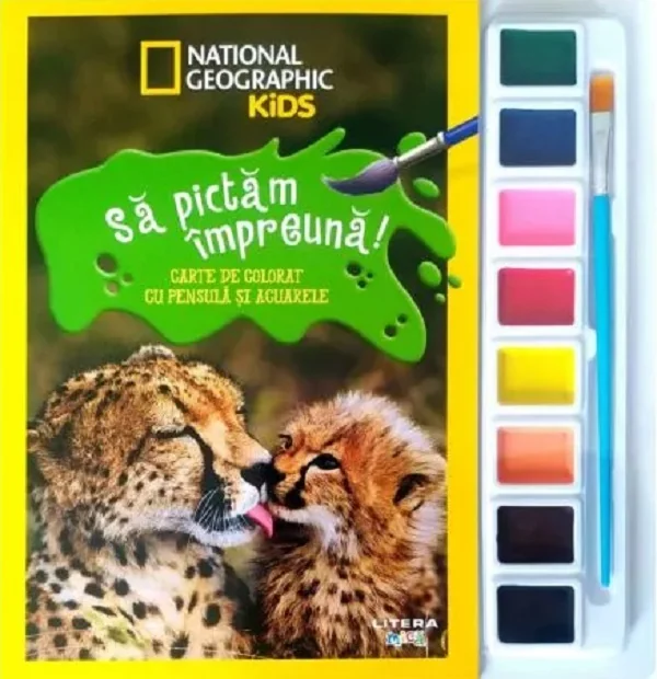 National Geographic Kids. Da pictam impreuna! Carte de colorat cu pensula si acuarele