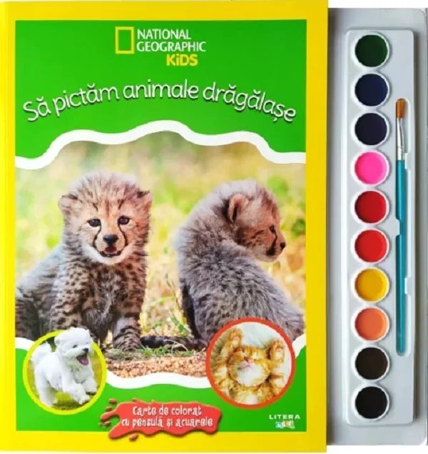 National Geographic Kids. Sa pictam animale dragalase. Carte de colorat cu pensula si acuarele