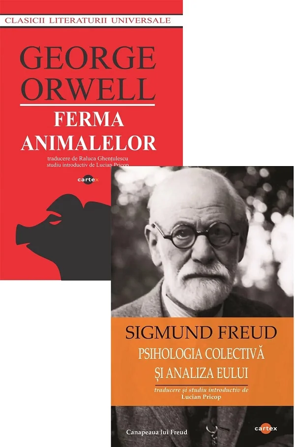 Pachet 2 carti: Ferma animalelor + Psihologia colectiva si analiza eului - George Orwell, Sigmund Freud
