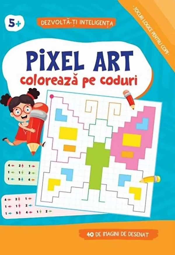 Pixel art. Coloreaza pe coduri 5 ani+