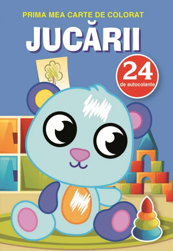 Prima mea carte de colorat cu 24 autocolante: Jucarii