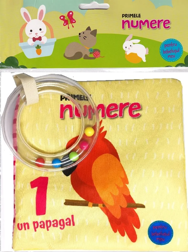Primele numere pentru bebelusul meu. Carte din material textil si jucarie