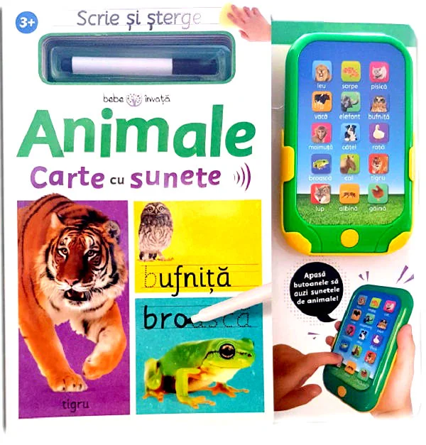 Scrie si sterge. Animale. Carte cu sunete
