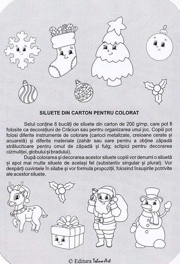 Siluete din carton pentru colorat. Iarna