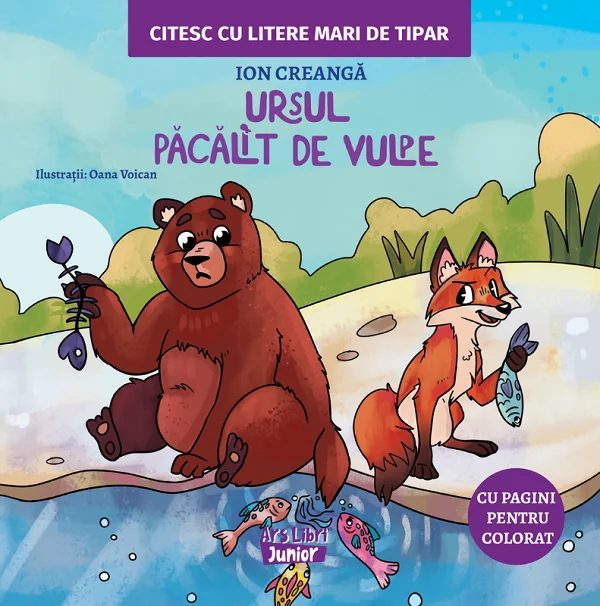 Ursul pacalit de vulpe. Citesc cu litere mari de tipar